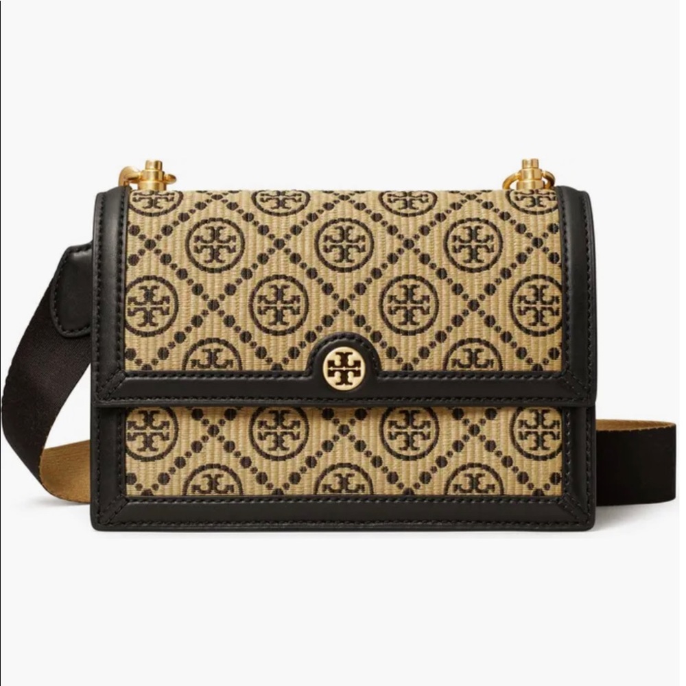Tory Burch monogram raffia crossbody